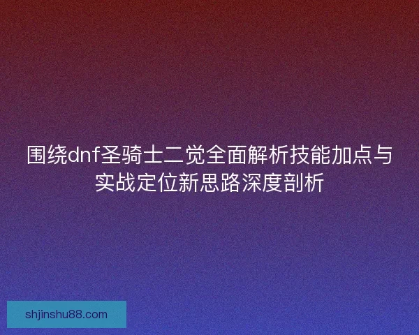 围绕dnf圣骑士二觉全面解析技能加点与实战定位新思路深度剖析