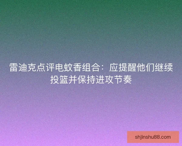 雷迪克点评电蚊香组合：应提醒他们继续投篮并保持进攻节奏