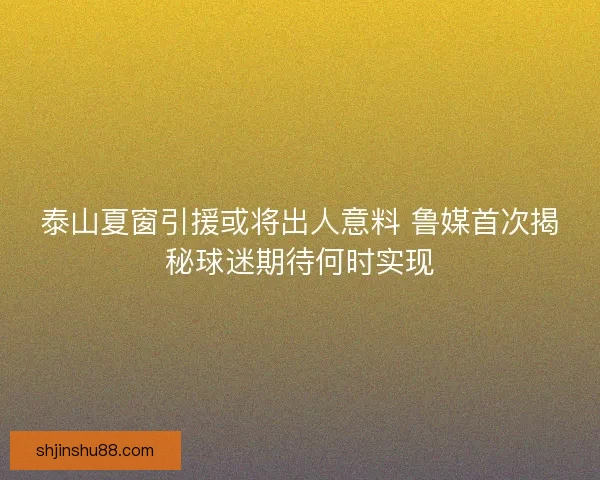 泰山夏窗引援或将出人意料 鲁媒首次揭秘球迷期待何时实现