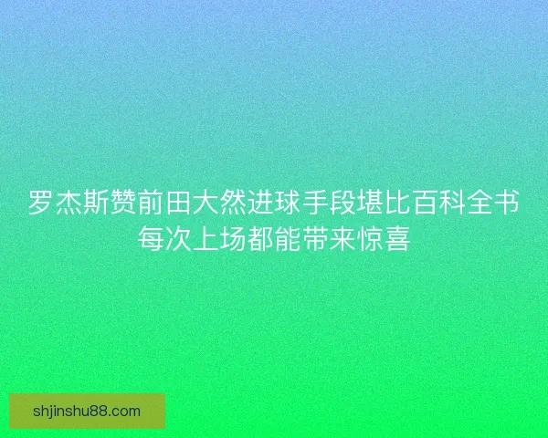 罗杰斯赞前田大然进球手段堪比百科全书每次上场都能带来惊喜